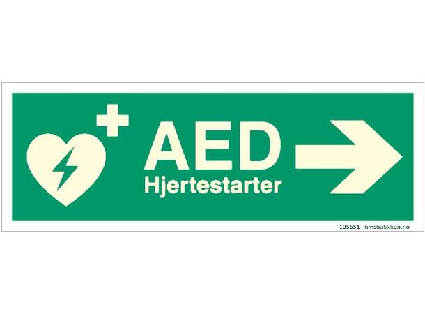 Hjertestarter/Defibrillator - HØYRE 300 x 150 mm - AE 