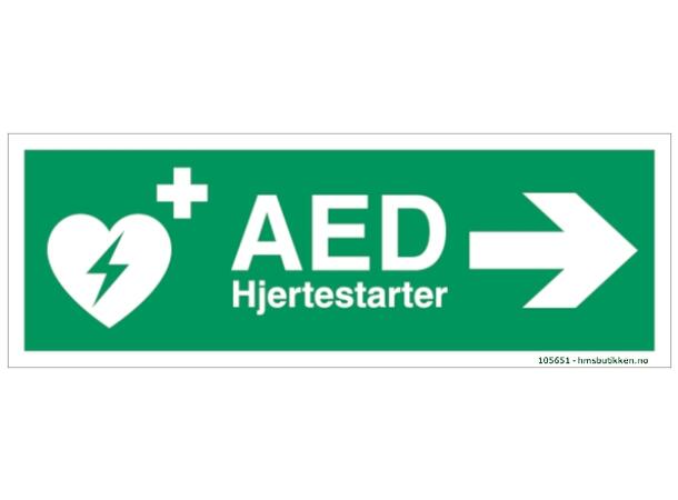 Hjertestarter/Defibrillator - HØYRE 300 x 150 mm - AE 