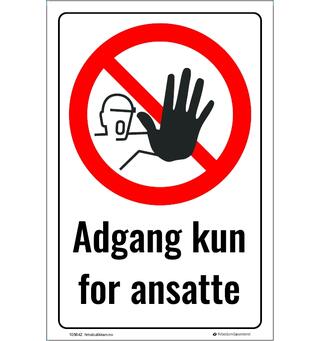 Adgang kun for ansatte 200 x 300 mm - Aluminium
