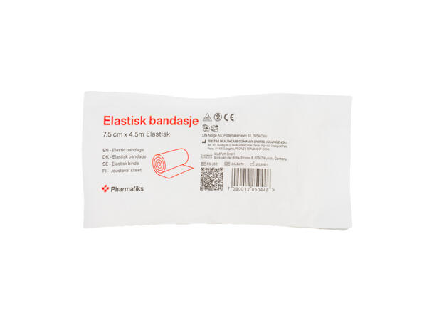Elastisk bandasje 7,5 cm x 4,5 m hvit 