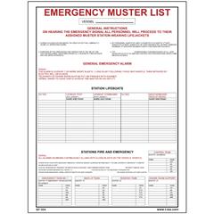 Emergency muster list 300 x 400 mm - PVC