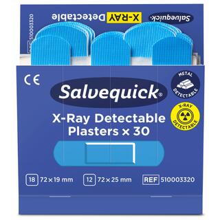 Plaster - Salvequick refill x 6 Blue X-Ray Detectable Plaster