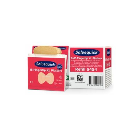 Plaster - Salvequick refill x 6 Tekstil - Ekstra store fingertupplaster