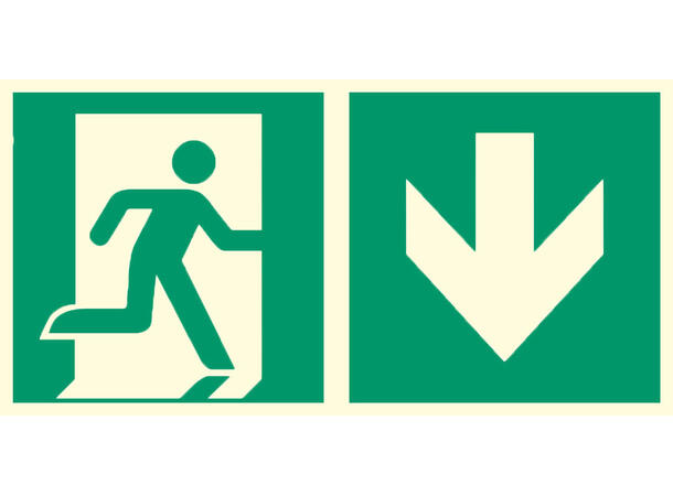 Nødutgang skilt PIL NED - Best kvalitet