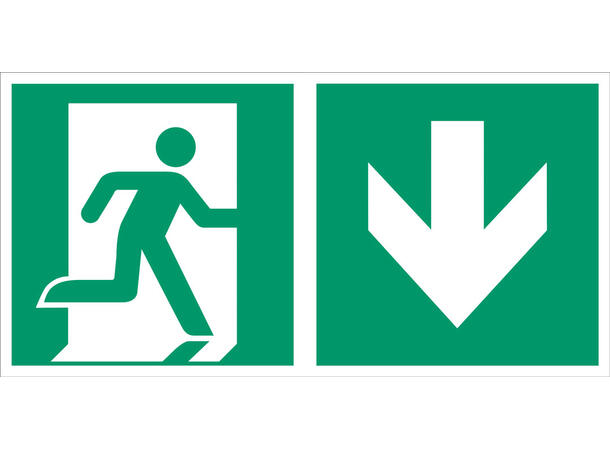 Nødutgang skilt PIL NED - Best kvalitet